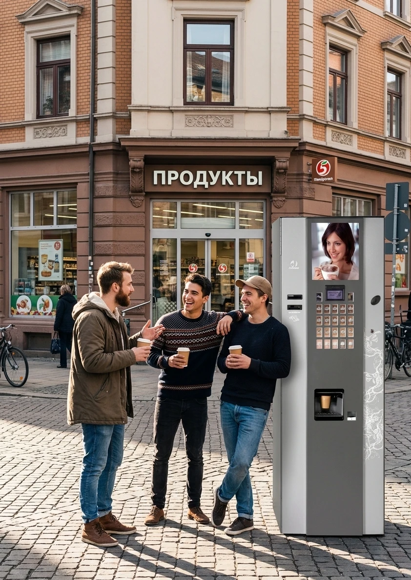 Уличный кофейный автомат у магазина